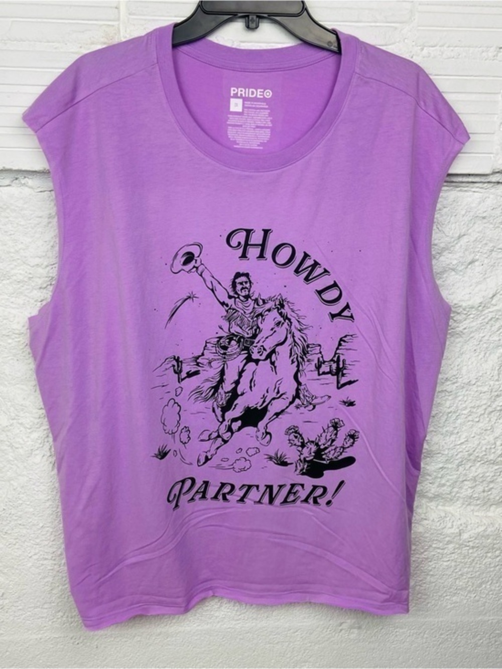 NWOT Target pride unisex Lavender "Howdy Partner" cowboy western Graphic Tee 2X